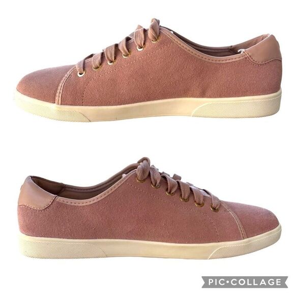 Vionic Brinley Pink Sneaker Suede Lace Up Size 9 Heel Cushion Water Resistant - Picture 1 of 8
